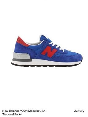 NWOT New Balance 990 National Parks Blue M990SB made in USA men’s Sz 13